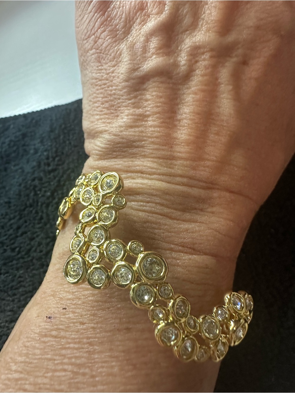 Alexis Bittar Gold-Tone Crystal Cluster Cuff Bracelet